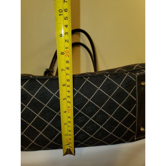 Dooney & Bourke Monogram Logo Canvas Leather Trim Shoulder Tote Bag - Picture 13 of 15